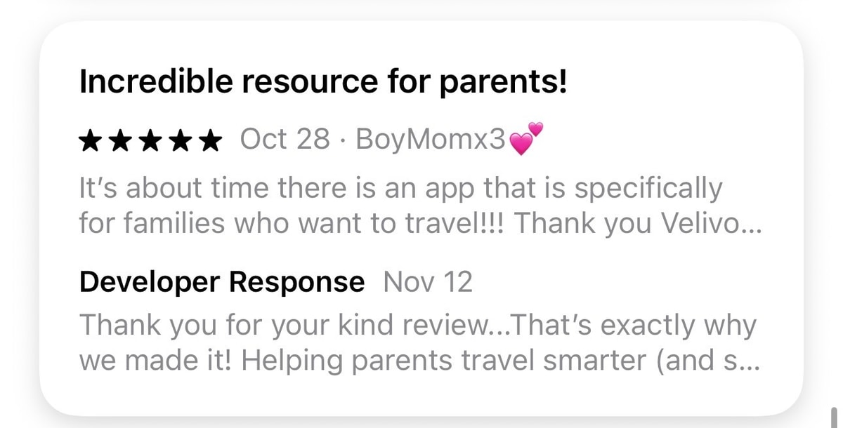 App Store review by BoyMomx3 titled 'Incredible resource for parents!' - 5 stars, Oct 28