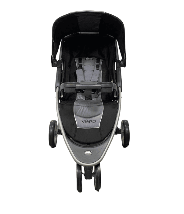 Chicco Viaro three-wheel travel system with KeyFit infant seat on a park path