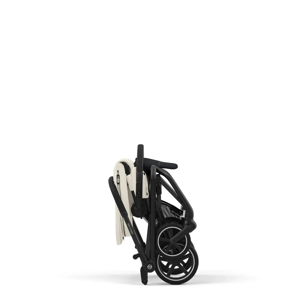 Cybex Eezy S Twist+2 stroller in deep black with rotated parent-facing seat on a city street