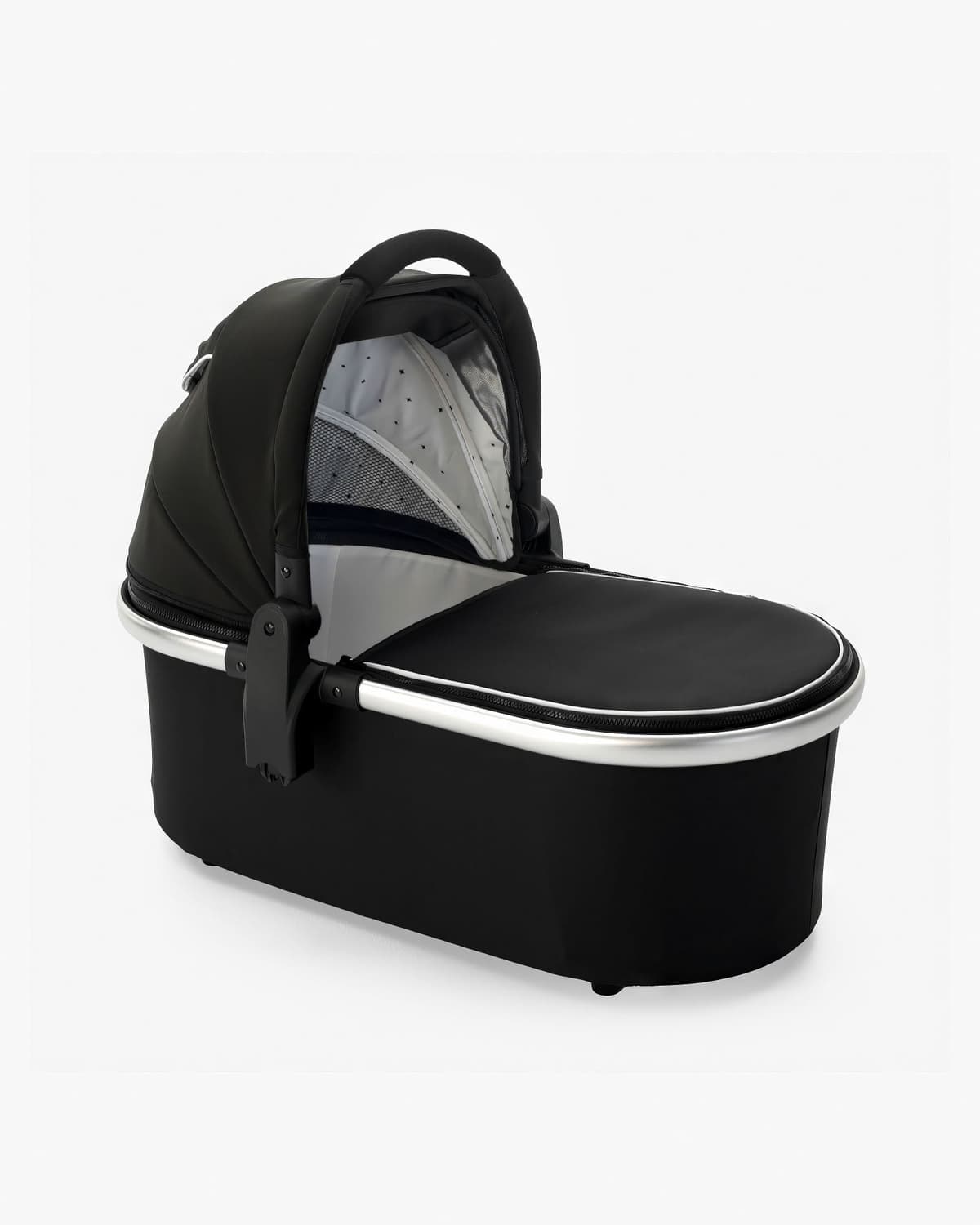 Mockingbird Single 3.0 stroller in black with FullShade canopy on a city sidewalk