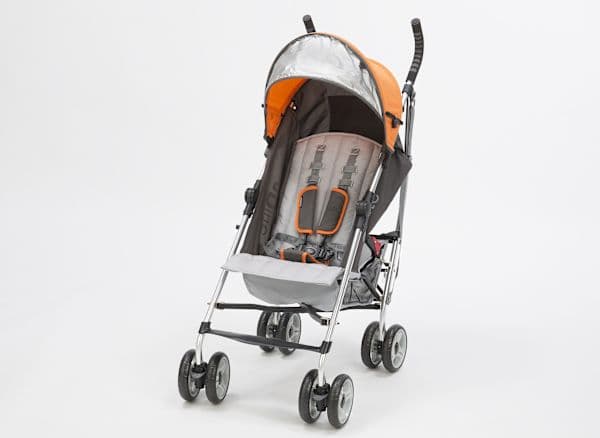 Summer Infant 3Dlite umbrella stroller in black folded against a white background