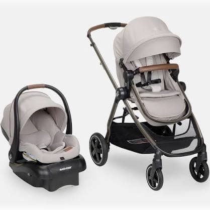 Maxi-Cosi Zelia 2 Luxe 5-in-1 modular travel system with Mico Luxe infant seat in beige