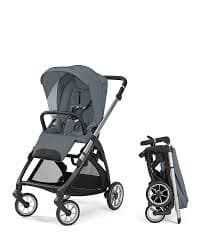 Inglesina Electa stroller in cream with matching Darwin infant car seat in a Vicenza piazza setting