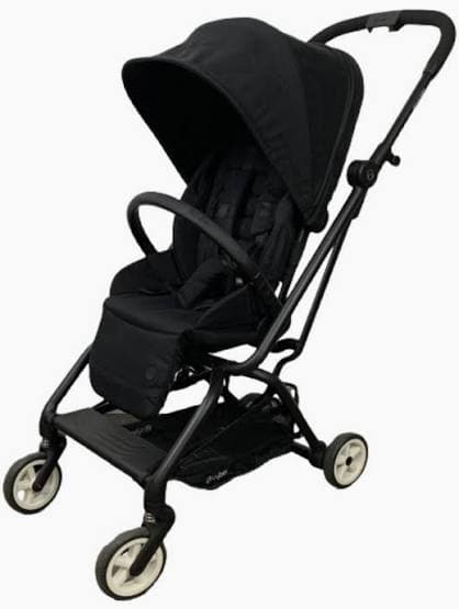 Cybex Eezy S Twist+2 stroller in deep black with rotated parent-facing seat on a city street