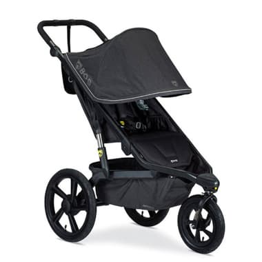 BOB Alterrain Pro jogging stroller in black with pneumatic tires on a trail path